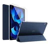 ProCase Coque pour iPad Air 5 2022/Air 4 2020 + Verre Trempé, iPad 10.9 Pouces, Housse Étui de Protection avec Flim d’écran -Marine