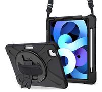 ProCase Étui Antichoc pour iPad Air 5ème 2022/iPad Air 4ème 2020 10.9 Pouces, Enfant ou Adult Housse Coque de Protection avec Bandoulière -Noir
