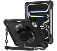 ProCase Étui Antichoc pour iPad Pro 11 (M5) 2025/(M4) 2024, Housse Dos Semi-Transparent, Coque de Protection avec Bandoulière Réglable -Noir