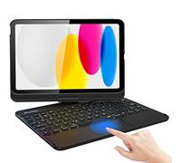ProCase Étui clavier avec pavé tactile multi-touch pour iPad 10e génération, rotation à 360 degrés, 7 couleurs, clavier rétroéclairé pour iPad 10e génération 2022 - Noir
