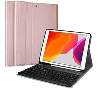 ProCase Étui Clavier QWERTY pour iPad 10.2" (9ème/8ème/7ème Génération) - Housse de Protection avec Clavier Sans Fil Détachable - Rose