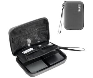 ProCase Étui Housse pour Disque Dur Externe Portable Seagate Basic Western Digital WD Elements Canvio Basics, Boîtier Rigide Protection Antichoc pour Câble, USB, Carte SD, Chargeur -Gris Foncé