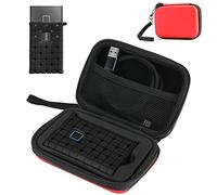 ProCase Étui + Pochette pour Samsung T7/ T7 Touch Portable SSD, Housse de Protection en EVA Rigide pour T7 250 Go, 500 Go, 1 to et 2 to Disques Durs, 2 Emplacements avec Proche Filet-Rouge