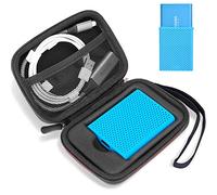 ProCase Étui pour Samsung SSD T5/T3, 【Étui + Housse en Silicone】 Coffret pour SM Disque Dur Externe 250 Go, 500 Go, 1 to et 2 to, Antichoc avec Proche Filet pour Accessoires-Noir