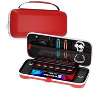 ProCase Étui Rigide Transport pour Nintendo Switch 2 avec 24 Emplacements pour Cartes de Jeu, Housse Coque Voyage de Protection pour Console Joy-Con et Accessoires -Rouge