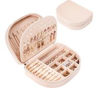 Procase Grande Boîte à Bijoux Voyage Double Couche, Sac de Rangement Bijoux Portable en PU Cuir, pour Bagues, Boucles d'oreilles, Petits Colliers -Rose