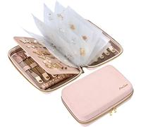 Procase Grande Trousse Bijoux Voyage, Pochette à Bijoux, Mallette Classeur Bijoux, Sac de Rangement Bijoux, pour Colliers Boucles d'Oreilles Bagues -Rose