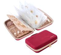 ProCase Grande Trousse Bijoux Voyage, Pochette à Bijoux, Mallette Classeur Bijoux, Sac de Rangement Bijoux, pour Colliers Boucles d'Oreilles Bagues -Rouge Vineux
