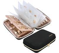 ProCase Grande Trousse Bijoux Voyage, Pochette à Bijoux, Mallette Classeur Bijoux, Sac de Rangement Bijoux, pour Colliers Boucles d'Oreilles Bagues -Noir