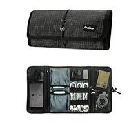ProCase Organisateur Électronique de Voyage, Housse Trousse de Rangement Sac de Voyage pour Accessoires Numériques, Câbles de Données, Chargeur, Clé d'USB, Disque Dur, Écouteurs-Carreaux Noir