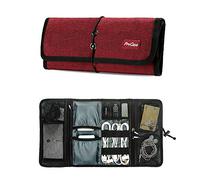 ProCase Organisateur Électronique de Voyage, Housse Trousse de Rangement Sac de Voyage Protection pour Accessoires Numériques, Câbles de Données, Chargeur, Clé d'USB, Disque Dur, Écouteurs-Rouge