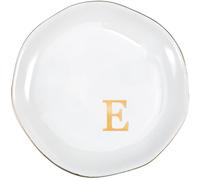 ProCase Plateau Bijoux Céramique Personnalisé A-Z, Vide Poche Décoratif, pour Range Bijoux ccessoire, N’importe Où -Blanc, E