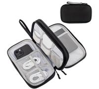 ProCase Pochette pour Chargeur et Câbles, Sac de Voyage Électronique Rigide, Trousse Organisateur pour Téléphone, Boîte Rangement pour Clé USB, Disque Dur Externe et Accessoires Informatiques -Noir