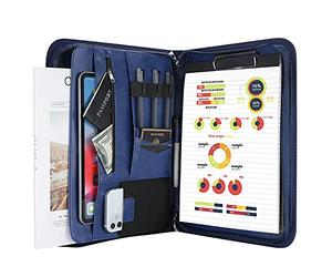 ProCase Portfolio A4 en Simili Cuir, Porte Bloc-notes pour Record de Réunion/RDV Affaires, Housse Document avec Papiers Écrit, Portefeuille Dossier avec Fermeture Éclair Sans Perdre, Légère Durable