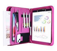 ProCase Portfolio A4 en Simili Cuir, Porte Documents avec Papiers Écrit, Porte Bloc-notes pour Record de Réunion/RDV Affaires, Portefeuille A4 Zippée, Légère Durable -Magenta