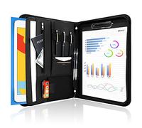 ProCase Portfolio A4 en Simili Cuir, Porte Documents avec Papiers Écrit, Porte Bloc-notes pour Record de Réunion/RDV Affaires, Portefeuille A4 Zippée, Légère Durable -Noir