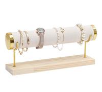 Procase Présentoir Bracelet, Porte Bracelet, Support Bracelet Détachable à 1 Niveaux avec Plateau en Bois, Porte Bijoux pour Bracelet Montre Élastique Cheveux -Beige