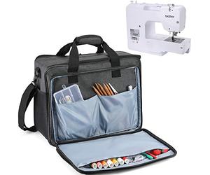 ProCase Sac Machine à Coudre, Sac Rangement Très Résistant, Fond Renforcé, 4 Pieds de Sac en Silicone, 10 Poches pour Singer, Janome, Brother, Jaguar, Silver, Uten, Alfa, Elna, Proline-Gris foncé