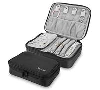 Procase Trousse à Bijoux de Voyage, Boîte à Bijoux, Sac de Rangement à Double Couche, pour Bagues, Boucles d'oreilles, Colliers, Bracelets et Montres, Cadeau Idéale-Noir