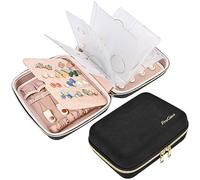 ProCase Trousse Bijoux Voyage, Pochette à Bijoux, Mallette Classeur Bijoux, Sac de Rangement Bijoux, pour Colliers Boucles d'Oreilles Bagues -Noir
