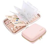Procase Trousse Bijoux Voyage, Pochette à Bijoux, Mallette Classeur Bijoux, Sac de Rangement Bijoux, pour Colliers Boucles d'Oreilles Bagues -Rose