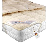 PROCAVE sur-Matelas en Velours de Laine de Mouton et Laine Vierge, sur-Matelas de Haute qualité, protège-Matelas doté de 4 Coins élastiqués, alèse 90x190 cm