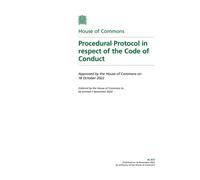 Procedural Protocol in respect of the Code of Conduct (House of Commons Paper) HC 875