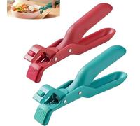 Proceedingt Bowl Clip, Multi-Purpose Anti-Scald Bowl Holder Clip for Kitchen, Silicone Non-slip Heat Insulation Anti-Scald Clips, For Pots, Bowls, Plates and Cast Lron Pots (Red+Green)