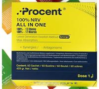 PROCENT® - 100% VNR en 2 doses synergiques | 13 Vitamines + 12 Minéraux | Méthode suédoise de dernière génération pour une absorption maximale | Énergie & performances | 60 sachets