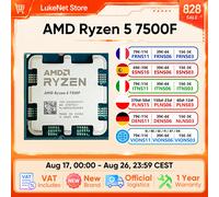 Processeur de bureau AMD Ryzen 5 7500F, 6 cœurs, 5,0 GHz, 38 Mo de cache, socket AM5 (refroidisseur non inclus)