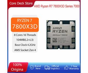 Processeur AMD Ryzen 7 7800X3D 8 cœurs 16 threads R7 7800X3D CPU 4,2 GHz 5 nm 96 Mo 120 W Zen4 DDR5 5200 MHz Socket AM5 CPU de jeu sans ventilateur