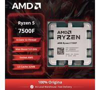 Processeur AMD Ryzen 5 7500F, 5GHz, 6 cœurs, 12 threads, 38 Mo, processeur de bureau, processeur AM5 CPU, processeur de jeu