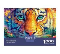Proche Plan du Visage coloré d'un Tigre Puzzle De 1000 Pièces Le Roi forêt Jeu De Puzzle Familial pour Toutes Les Âges 38x26cm/1000pcs