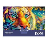 Proche Plan du Visage d'un Tigre coloré Puzzle De 1000 Pièces Le Roi forêt Parfait pour Les Soirées De Jeux, Adultes Et Enfants 52x38cm/1000pcs