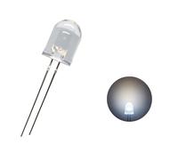 ProCircFix Lot de 50 diodes LED blanches de 10 mm, haute luminosité, F10, rondes émettrices de lumière diffuse, compatibles avec Arduino et circuits électroniques basse tension (50, blanc, 10 mm)