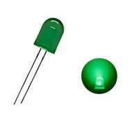 ProCircFix Lot de 50 diodes LED vertes de 10 mm, haute luminosité, F10, rondes émettrices de lumière diffuse, compatibles avec Arduino et circuits électroniques basse tension (50, vert, 10 mm)