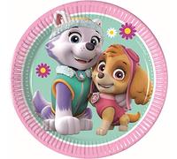 Procos Lot de 8 assiettes en carton Paw Patrol Skye & Everest, 10067625, Rose, vert, Taille unique