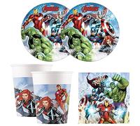 Procos 10215304DY - Set de fête Avengers Infinity Stones, 52 pièces de vaisselle jetable pour anniversaire d'enfant et fête à thème, décoration de table, unbekannt