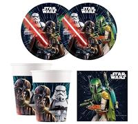 Procos 10215306DY - Set de fête Star Wars Galaxy, 52 pièces de vaisselle jetable pour anniversaire d'enfant et fête à thème, décoration de table, unbekannt