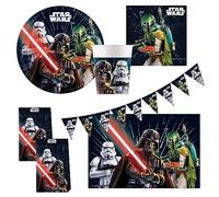 Procos 10215307DY - Set de fête Star Wars Galaxy, 46 pièces de vaisselle jetable pour anniversaire d'enfant et fête à thème, décoration de table