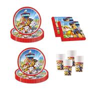 Procos 10215310DY - Set de fête Paw Patrol, 52 pièces de vaisselle jetable pour anniversaire d'enfant et fête à thème, décoration de table, unbekannt