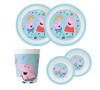 Procos 10215313DY - Set de vaisselle Peppa Pig, réutilisable, 6 pièces pour anniversaire et fête à thème, décoration de table