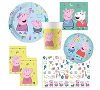 Procos 10215314DY - Set de fête Peppa Pig, 46 pièces de vaisselle jetable pour anniversaire d'enfant et fête à thème, décoration de table, unbekannt