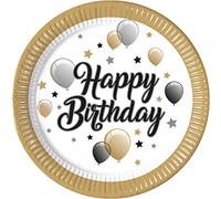 Procos - 8 Assiette Carton, 10232052 Noir Taille Unique