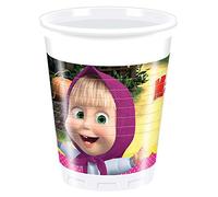 Procos 86513 - Lot de 8 Gobelets en Plastique Macha et Michka, 200 ML, Multicolore