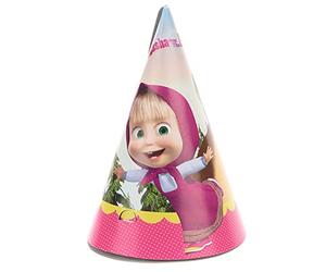 Procos - 86566 - Lot de 6 Chapeaux en Carton Macha et Michka, Multicolore