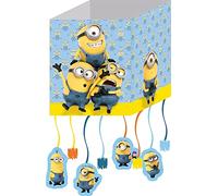 Procos 87197 - Pinata Lovely Minions - Dimensions : Environ 38,5 x 26 cm - 8 Rubans avec Pendentif, Carton, Surprise, fête, Anniversaire, Pull Pinata, Stuart, Bob, Kevin