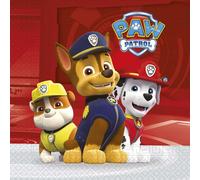 Procos 89777 - Serviettes Paw Patrol, 20 pièces, taille 33 x 33 cm, serviette à bouche, anniversaire d'enfant, vaisselle de fête, décoration de table, Red