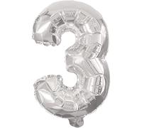 Procos 89800 Ballon gonflable en forme de chiffre 3 Gonflage à l'hélium ou à l'air pour anniversaire, décoration, fête, jubilé