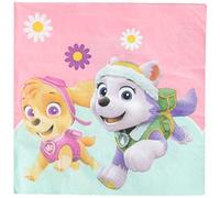 Procos 90277 - Serviettes Paw Patrol Skye, Everest Lot de 20 Serviettes en Papier avec Motif, héros sur Quatre Pattes, Chien, fête, décoration de Table, Rose/Vert